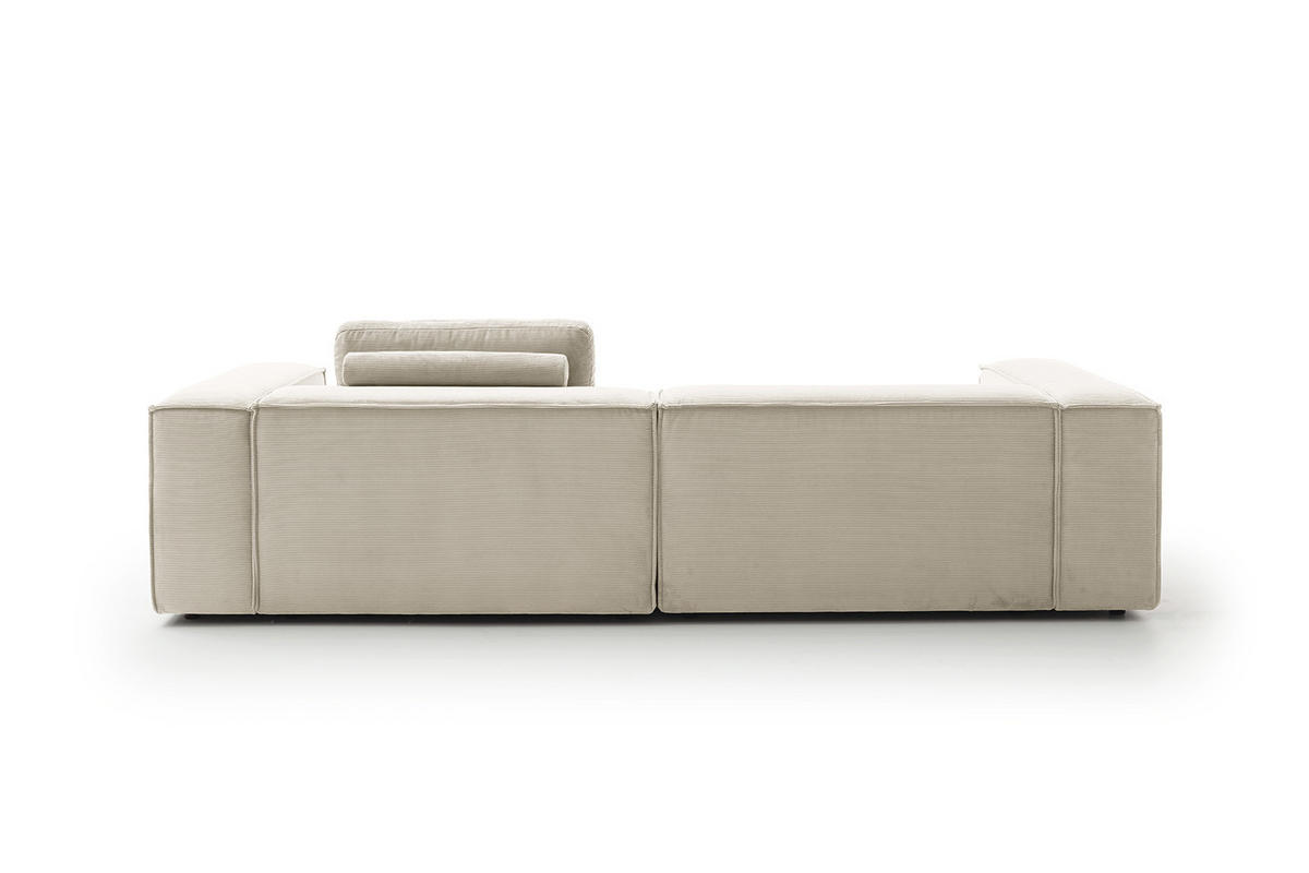SOFA CARMO Weiß Cord - Schwarz/Weiß, Kunststoff/Textil (306/68/118cm) - KAWOLA
