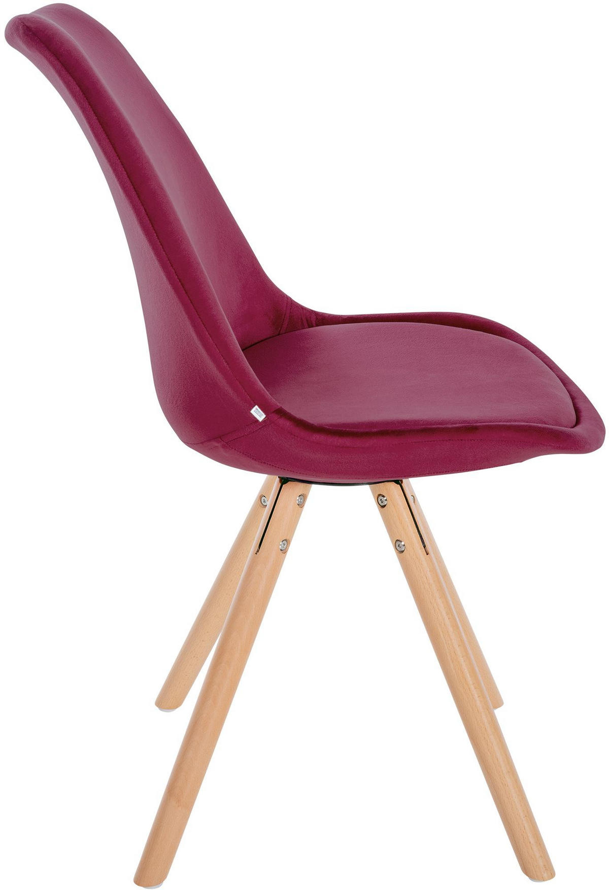 STUHL Samt bordeauxrot - Eukalyptusholzfarben/Bordeaux, Holz/Textil (48/81/54cm) - CLP