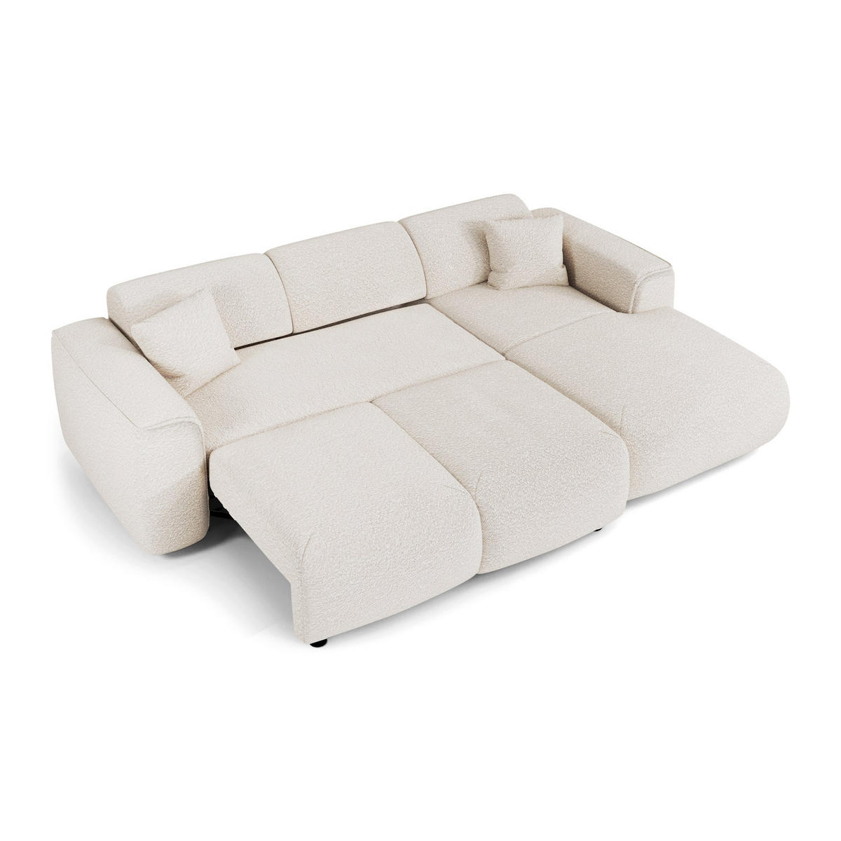 ECKSCHLAFSOFA Bouclé-Stoff Creme 283cm - Creme, Textil (283/180cm) - Sia Home