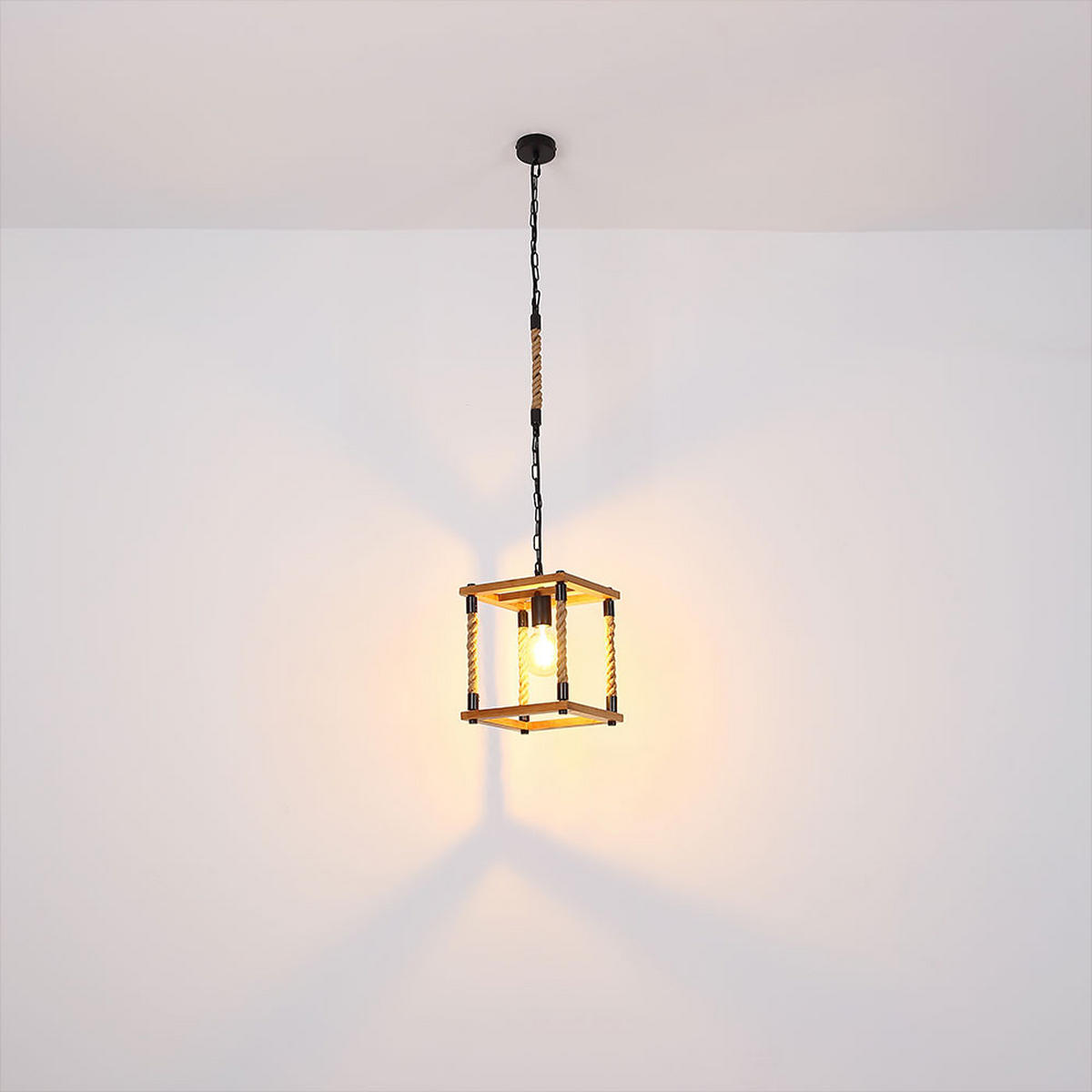 HÄNGELEUCHTE VERNON Holz Braun 2er Set - Braun, Holz (25/25/120cm) - Globo Lighting