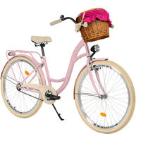CITY-FAHRRAD Milord mit Weidenkorb, 28 Zoll, Rosa-Creme, 1-Gang - Pink/Creme, Metall (46cm) - Milordbikes
