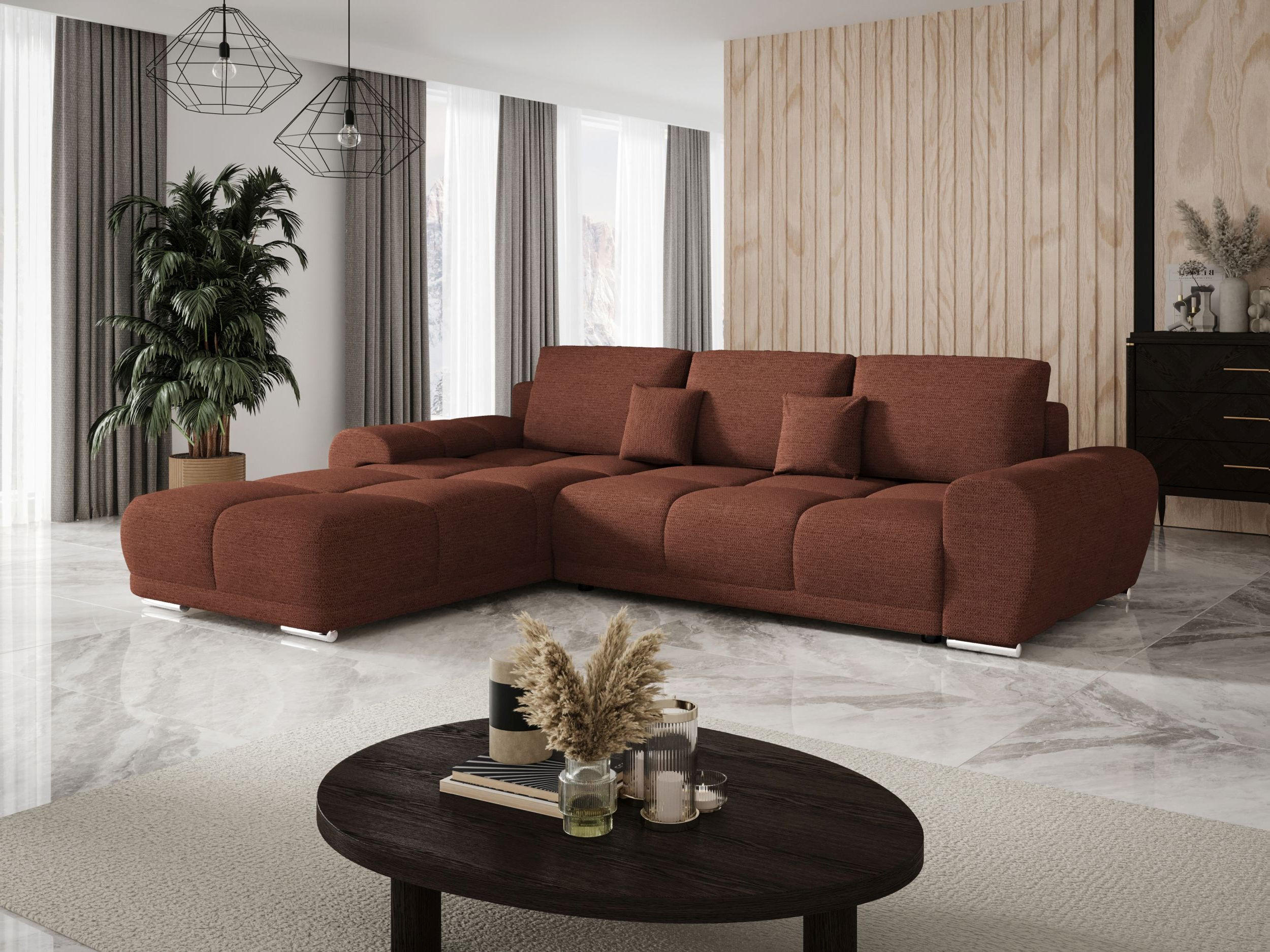 ECKSOFA BEGA L Links ARAGON 59 mit Schlaffunktion - Hellbraun, Textil (289/185cm) - Bedante