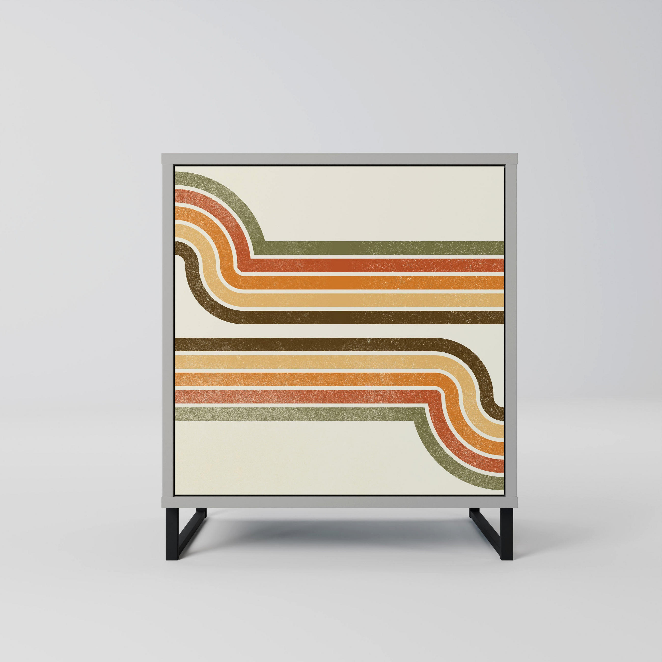 SIDEBOARD EXCEPTIONAL STREAM, Grau, 57,5x42x67,5 cm, Schwarze Metall-Rahmenfüße - Multicolor/Schwarz, Holzwerkstoff/Metall (57.5/67.5/42cm) - SpaceRebels