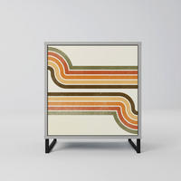 SIDEBOARD EXCEPTIONAL STREAM, Grau, 57,5x42x67,5 cm, Schwarze Metall-Rahmenfüße - Multicolor/Schwarz, Holzwerkstoff/Metall (57.5/67.5/42cm) - SpaceRebels