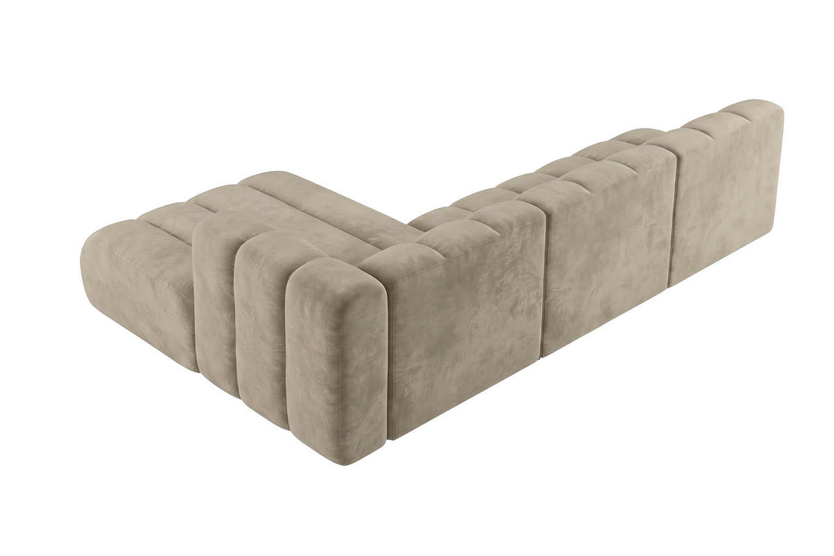 ECKSOFA Modulares In L-Form, Velvet-Stoff Riviera, Beige, Links, GRAND 295 cm - Beige, Holz (295/179cm) - Kaiser Möbel