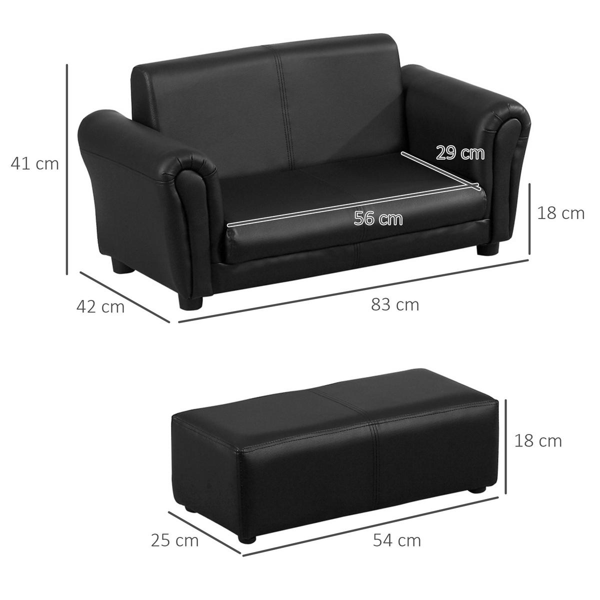 KINDERSESSEL, Schwarz, Holz, PVC - Schwarz, Holz (42/41/83cm) - HOMCOM