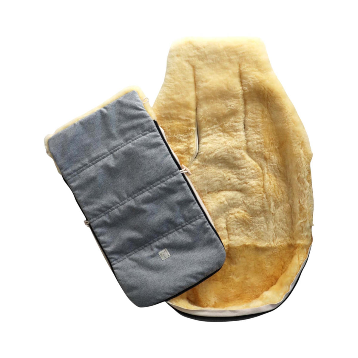 LAMMFELL-FUSSSACK Dublas 2.0, light grey melange - Grau, Fell (45/95cm) - Kaiserbaby