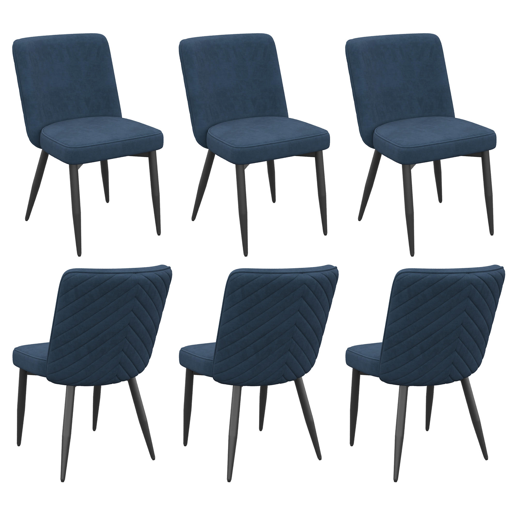 ESSZIMMERSTÜHLE 6er Samt modern dunkelblau bequem - Dunkelblau, Textil (48/85/63cm) - FLIEKS