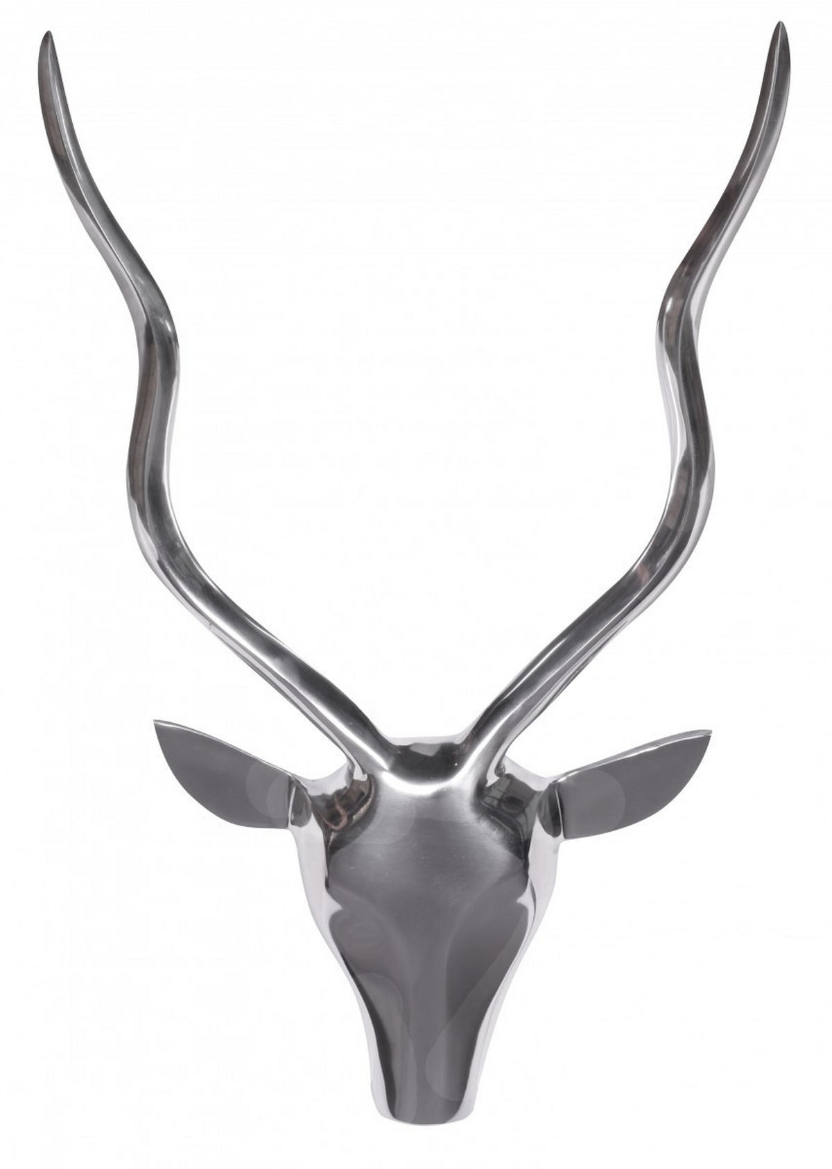 WANDDEKO Hirschgeweih Aluminium silberfarben 33x54x4 cm modern handgefertigt - Silberfarben, Metall (33/54/4cm) - KADIMA DESIGN