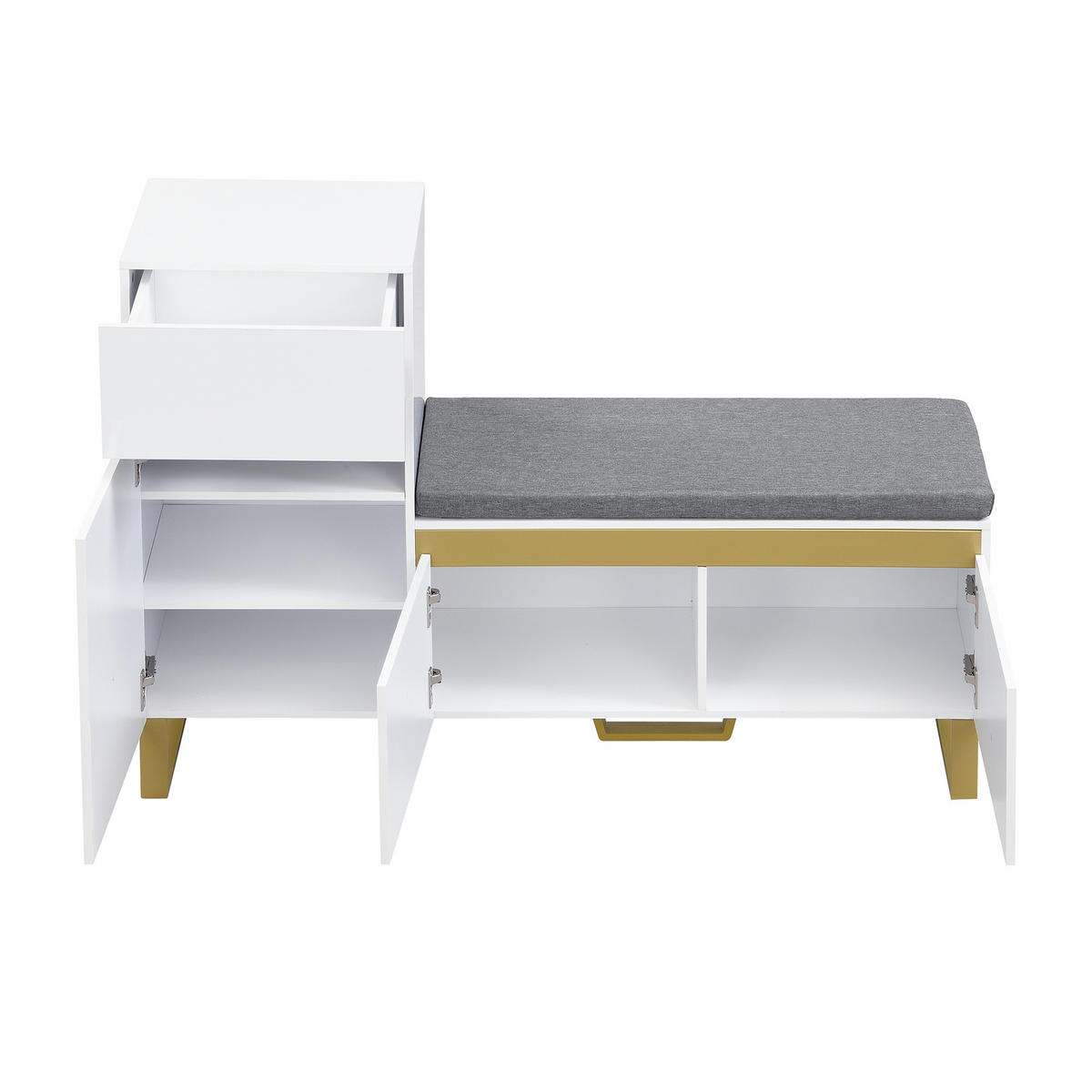 SCHUHSCHRANK DE-37673 120/35/85 cm mit Sitzbank Weiß - Weiß, Holzwerkstoff (120/85/35cm) - ComfortXL