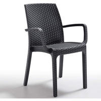 STUHL Verona Gastronomie Stuhl mit Armlehnen | Graphit | Gartenstuhl | Wetterfest - Anthrazit, Kunststoff (59/86/57cm) - BICA