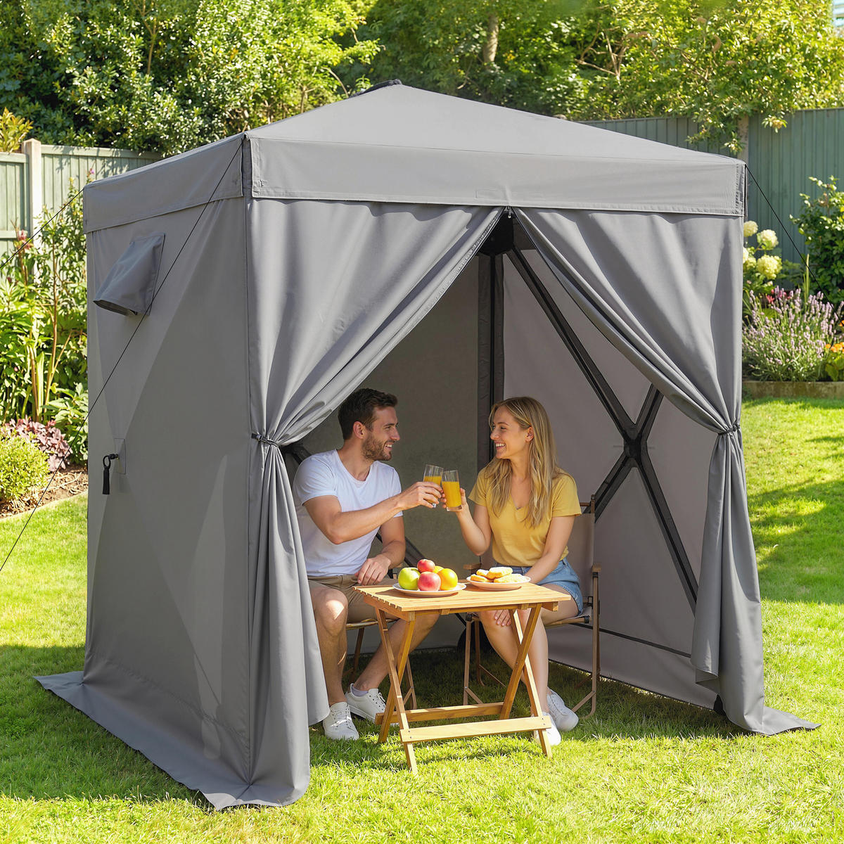 POP-UP-PAVILLON aus Oxfordstoff & Fiberglas Dunkelgrau - Dunkelgrau, Textil (185/205/185cm) - Outsunny