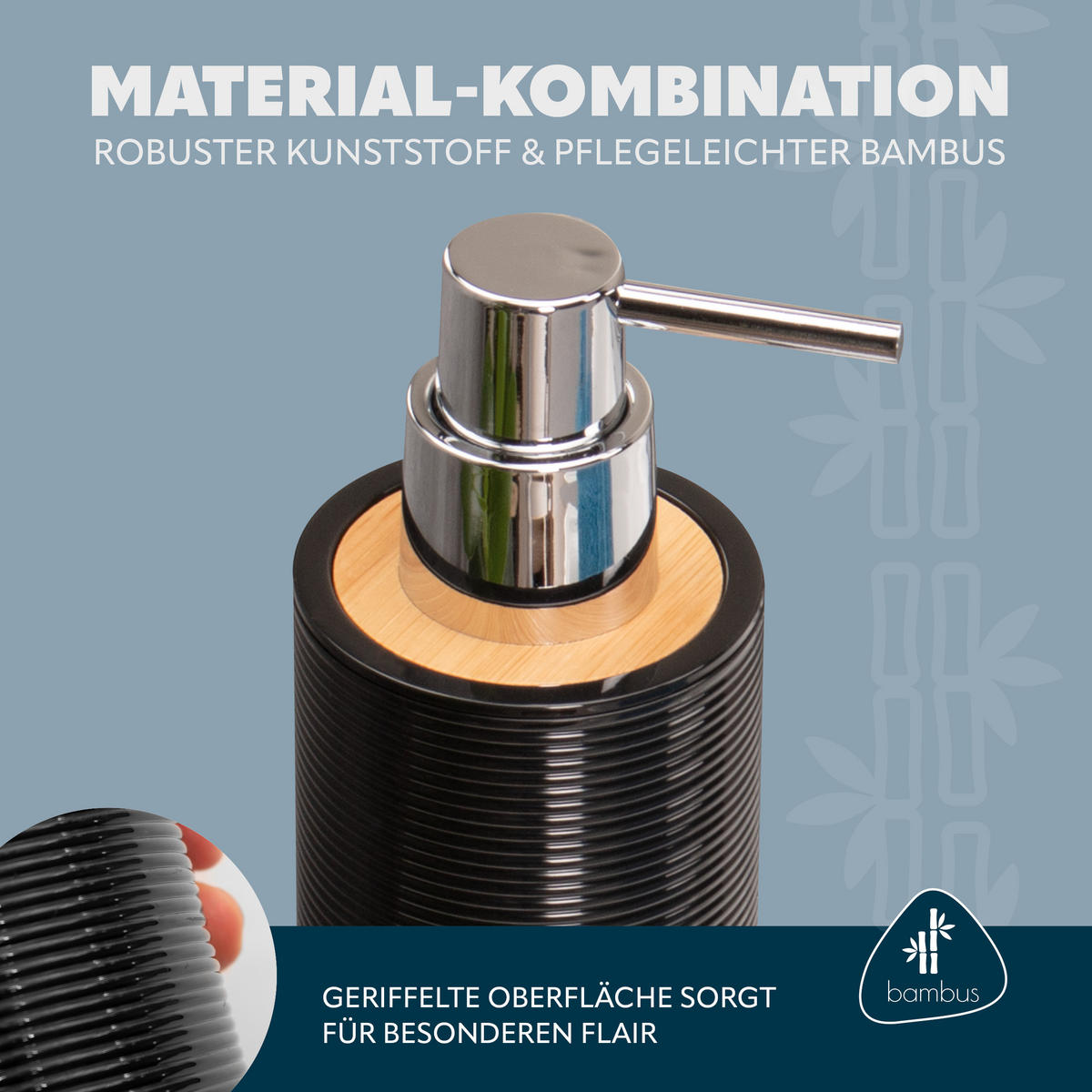 SEIFENSPENDER SEGNO 340 ml, schwarz - Schwarz, Kunststoff (6/20.5/6cm) - bremermann