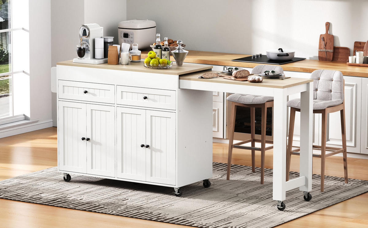 BARTISCH Weiß mit Stauraum und Ausziehfunktion - Weiß, Holzwerkstoff (180.5/92.2/45cm) - Urban Meuble