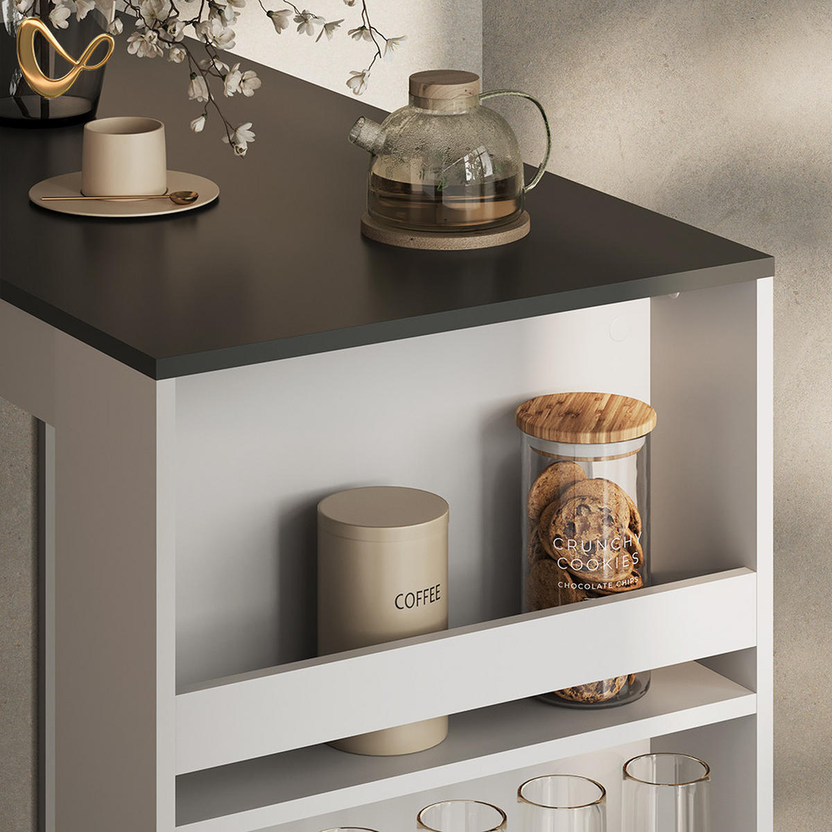 BARTISCH Regusa Weiß/Anthrazit 57 x 117 cm - Anthrazit/Weiß, Holzwerkstoff (117/57/106cm) - Livinity®