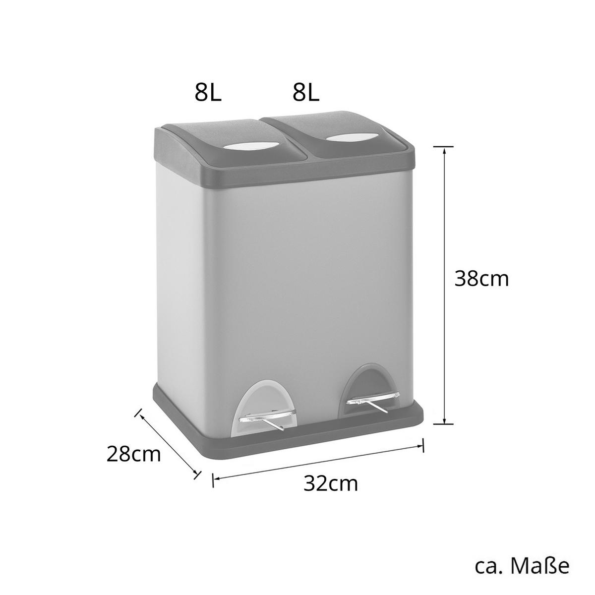 MÜLLEIMER TC2X8 - Grau, Metall (32/38/28cm) - SVITA
