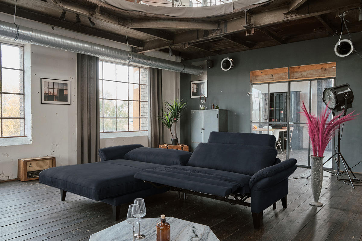 ECKSOFA MIT MOTORISCHER RELAXFUNKTION MALTA Schwarz Webstoff - Schwarz, Buchenholz/Textil (302/175cm) - KAWOLA
