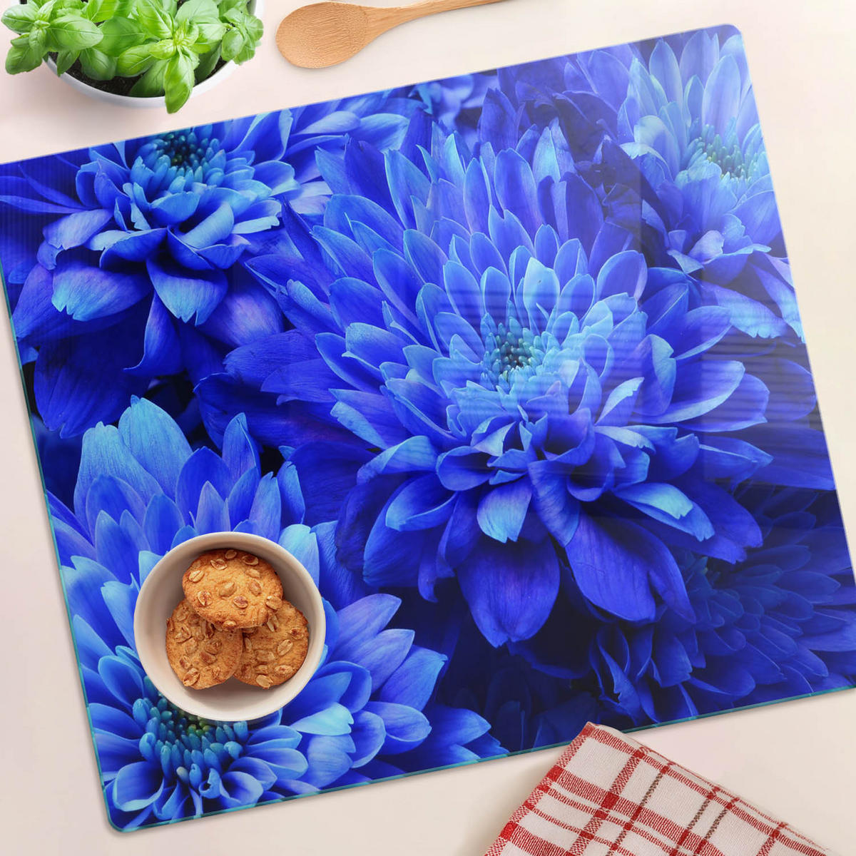 GLASPLATTE 60x52 cm Blaue Aster - Blau, Glas (60/0.4/52cm) - TULUP