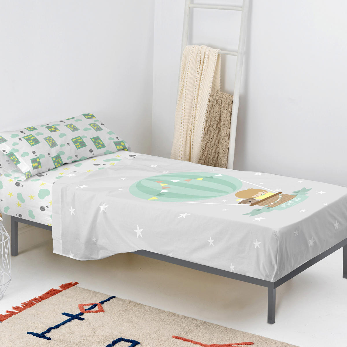 BETTWÄSCHE 2er-Set teiliges air balloon 180x270 cm mehrfarbig - Multicolor, Textil (180/270cm) - Happy Friday