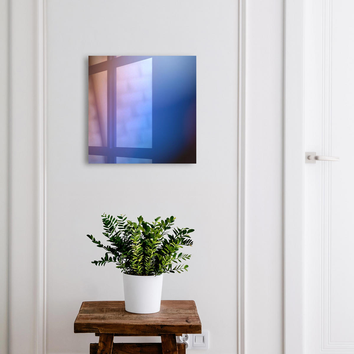 SCHLÜSSELBOX Weiß 30x30 cm – Türöffnung nach rechts - Farbenfrohe Abstraktion - Blau, Metall (30/30/5cm) - TULUP