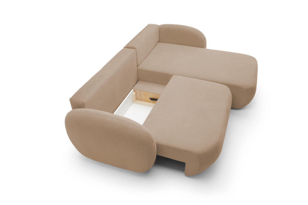 ECKSOFA OLIO L-Form Schlaffunktion mit Bettkasten, lose Rückenkissen, freistehend, RECHTS 248x174 cm Cappuccino - Cappuccino, Holz/Textil (248/174cm) - DomoHome