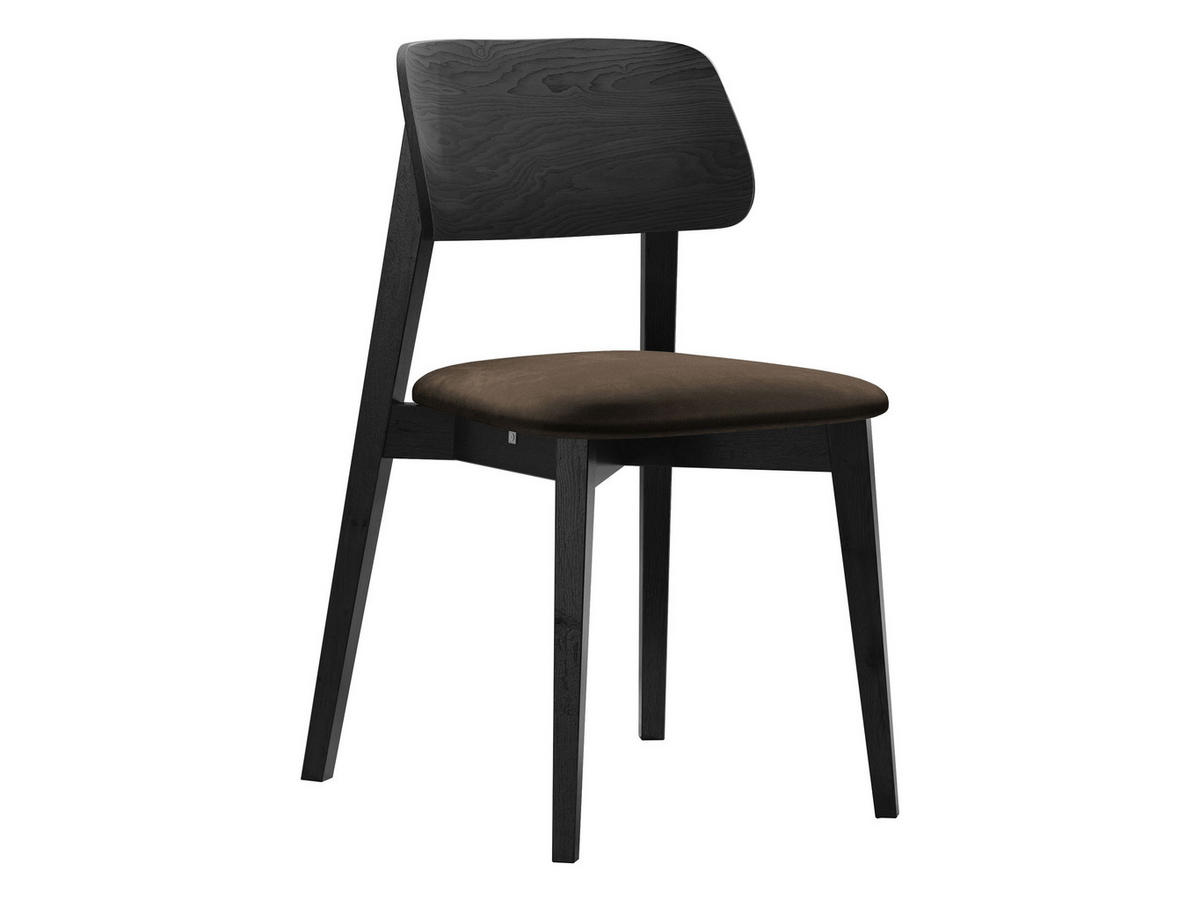 WOHNZIMMER STUHL KT63, Holzfarbe: Schwarz - Schwarz/Braun, Holz/Textil (47/80/49cm) - MIRJAN24