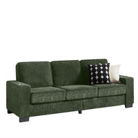 3-SITZER-SOFA DE-35029 mit Getränkehaltern Olivgrün - Grün, Textil (72/86/206cm) - ComfortXL