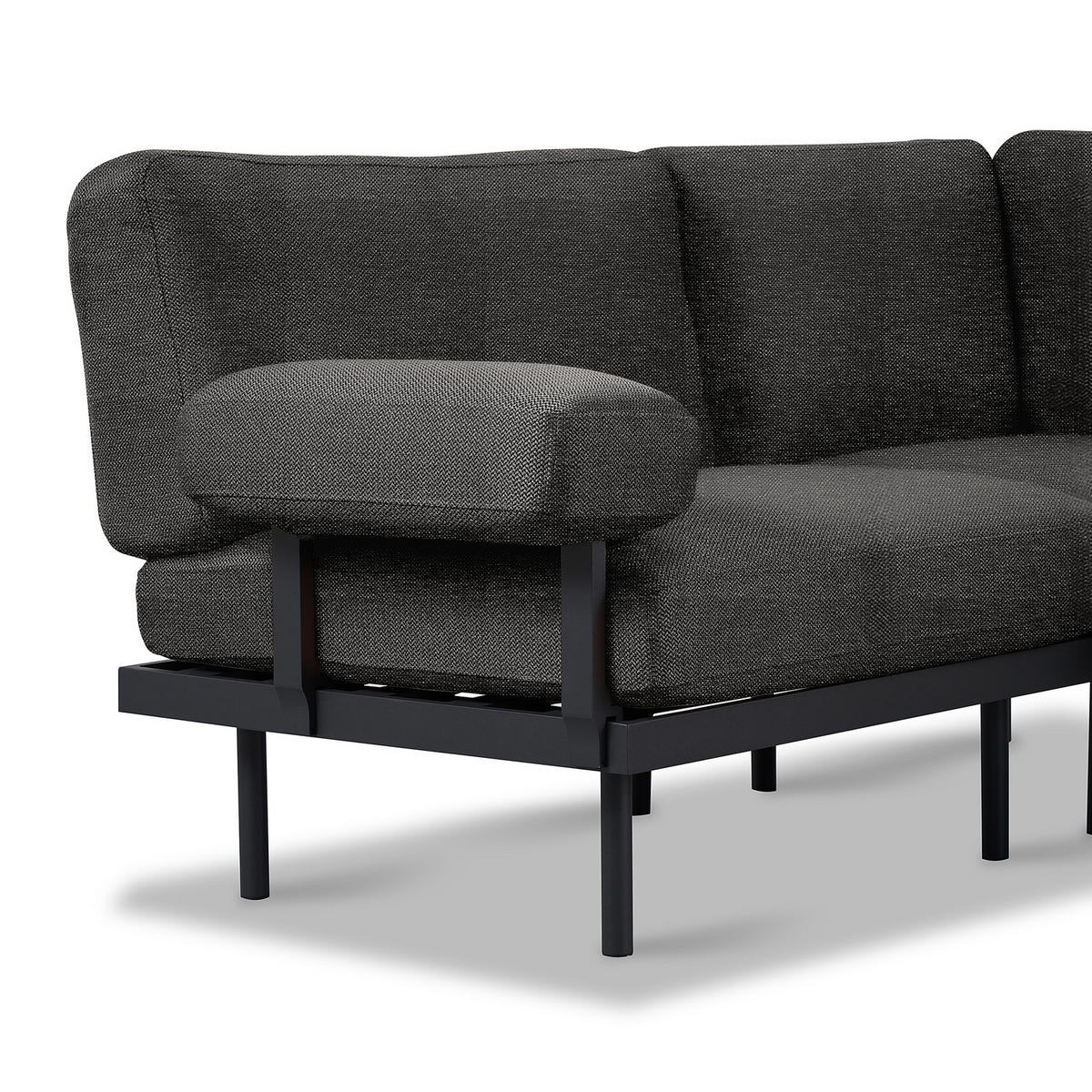 OUTDOOR-ECKSOFA - Schwarz, Textil/Metall (186/80/186cm) - home24