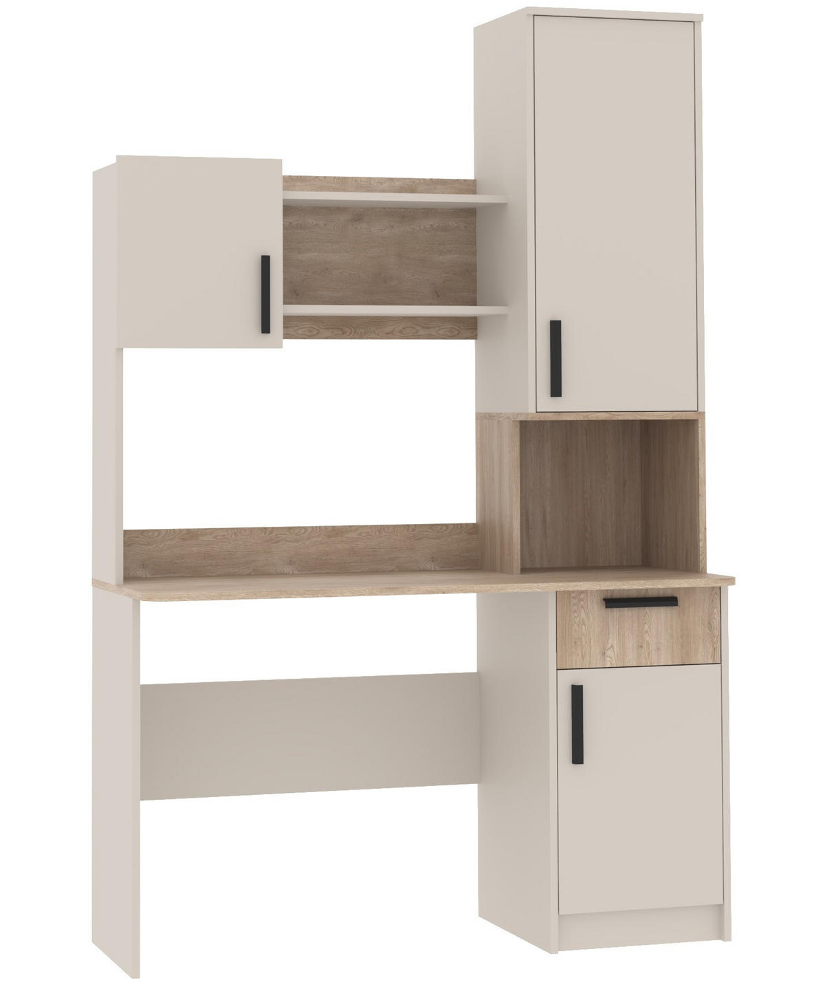 SCHREIBTISCH JUGENDZIMMER GRANT G11/G12 GRAUBEIGE CASHMERE 125/195/52,5 - Kaschmir/Schwarz, Holzwerkstoff (53/125/195cm) - Marmex Möbel