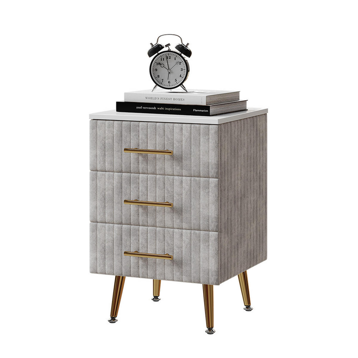 NACHTTISCH Velia Grau 41 x 62 cm mit 3 Schubladen - Grau, Holzwerkstoff (41/62/40.5cm) - Vicco