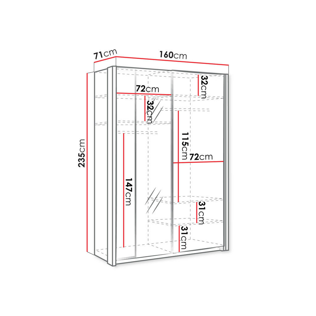 Thumbnail - Mirjan24 Schiebetürenschrank, Weiß, Holzwerkstoff, Rechteckig, 160x235x71 cm, Schlafzimmer, Kleiderschränke, Schwebetüre...