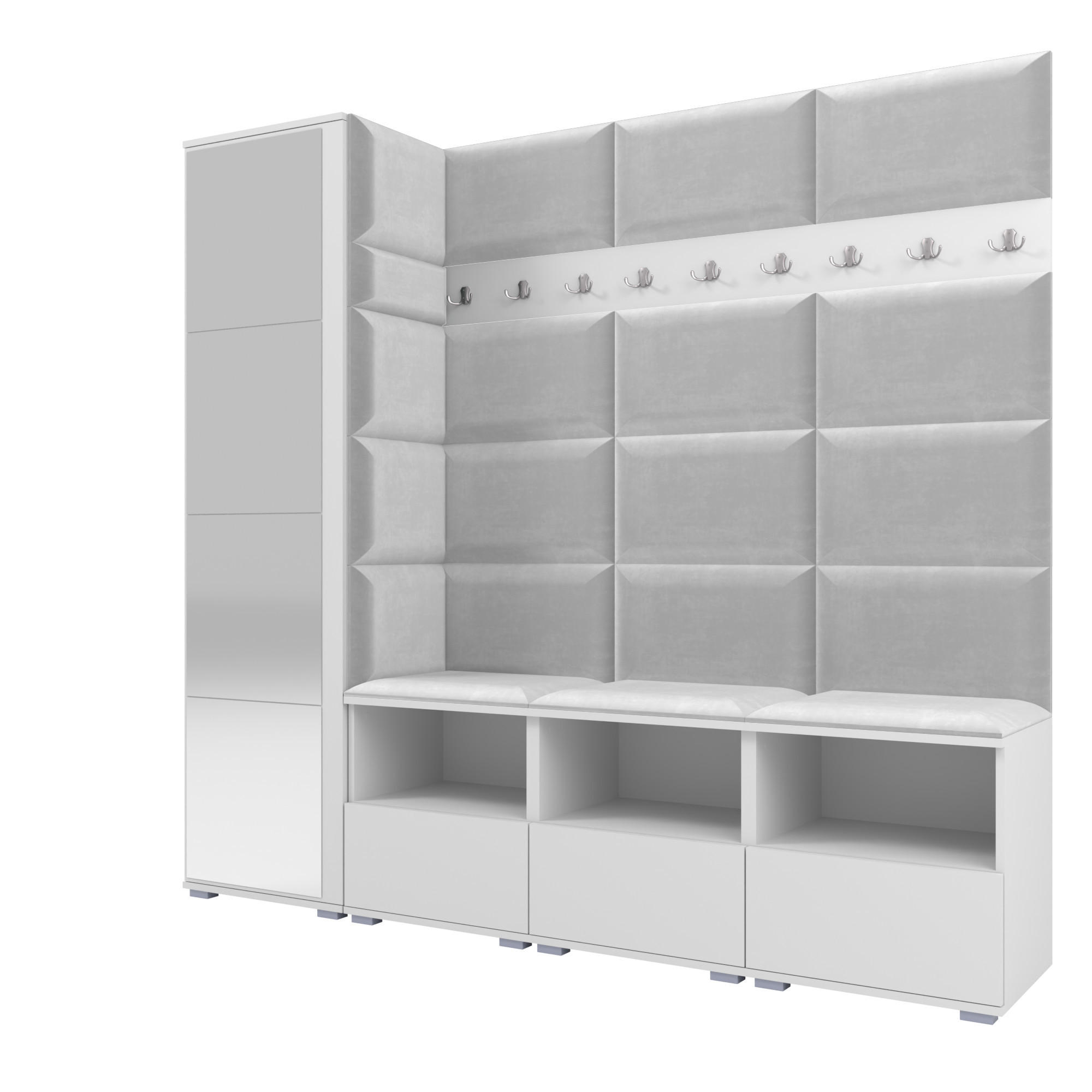 Ravio Garderobe Weiß, Hellgrau 200x187x40 cm
