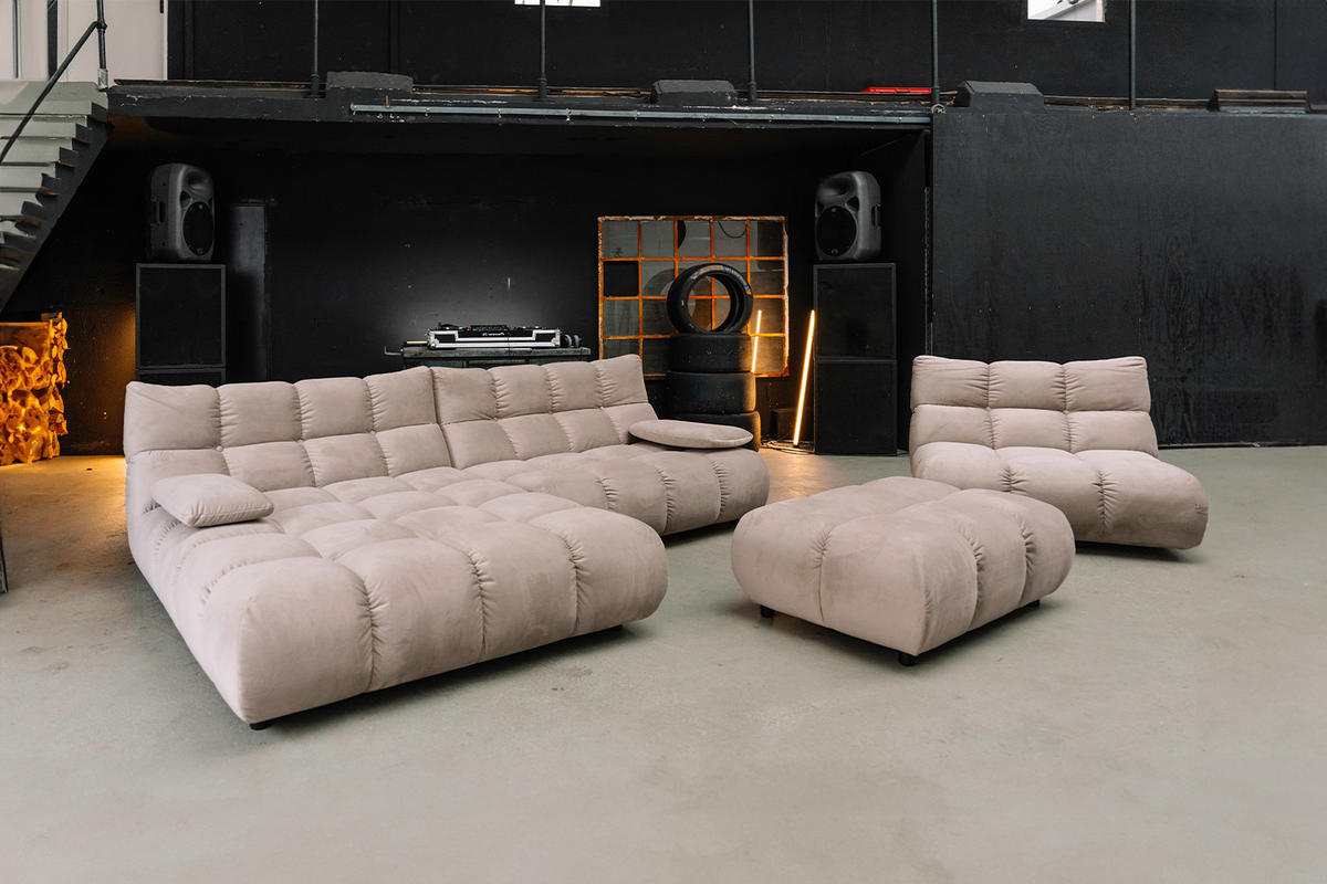 SITZGRUPPE VIVIEN 3ER SET Braun Velvet - Dunkelbraun/Braun, Kunststoff/Textil (510/85/359cm) - KAWOLA