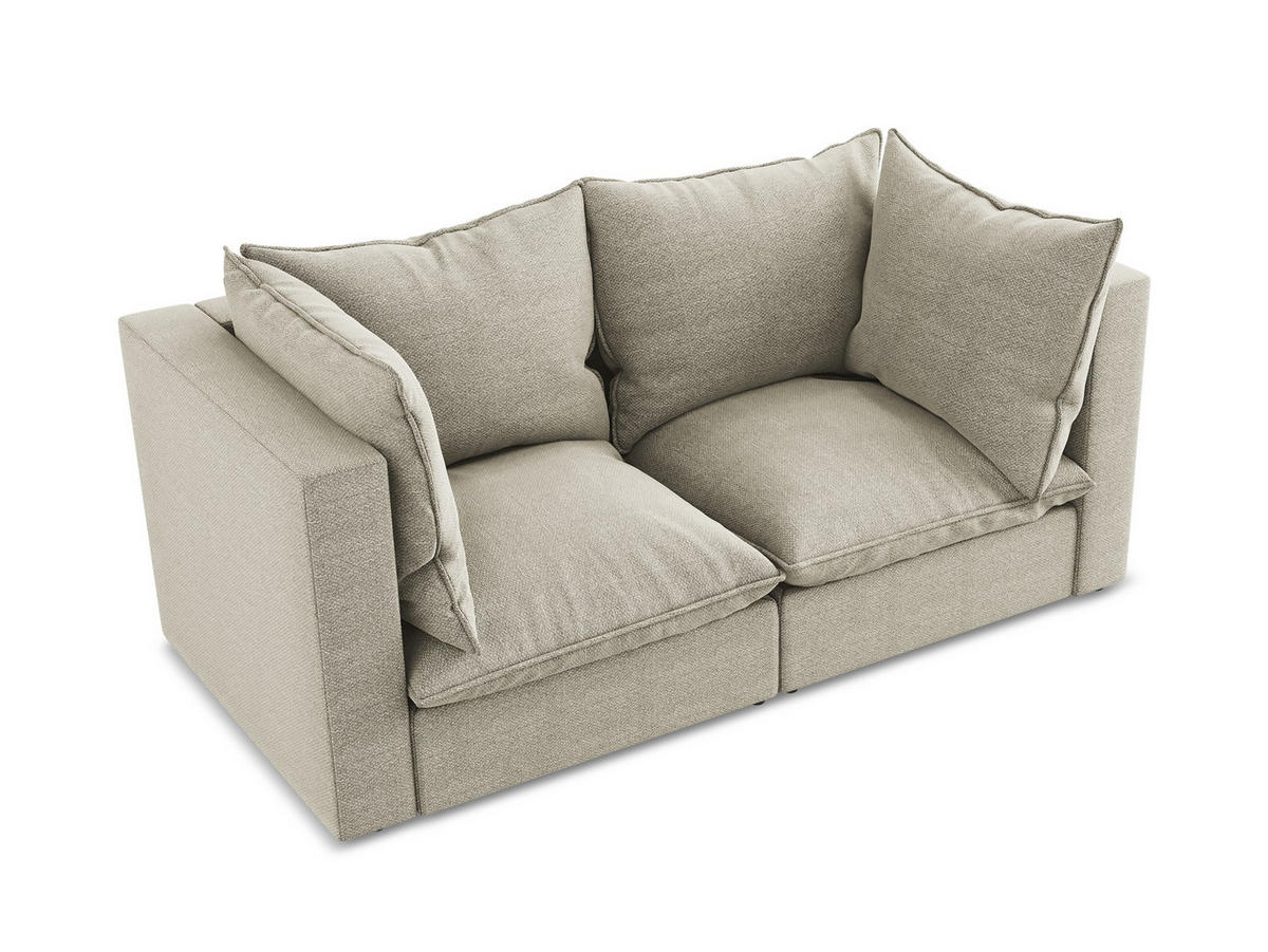 2-SITZER-SOFA Bouclé Stoff Grau - Taupe/Schwarz, Holzwerkstoff/Kunststoff (180/77/90cm) - LaMiaSofa