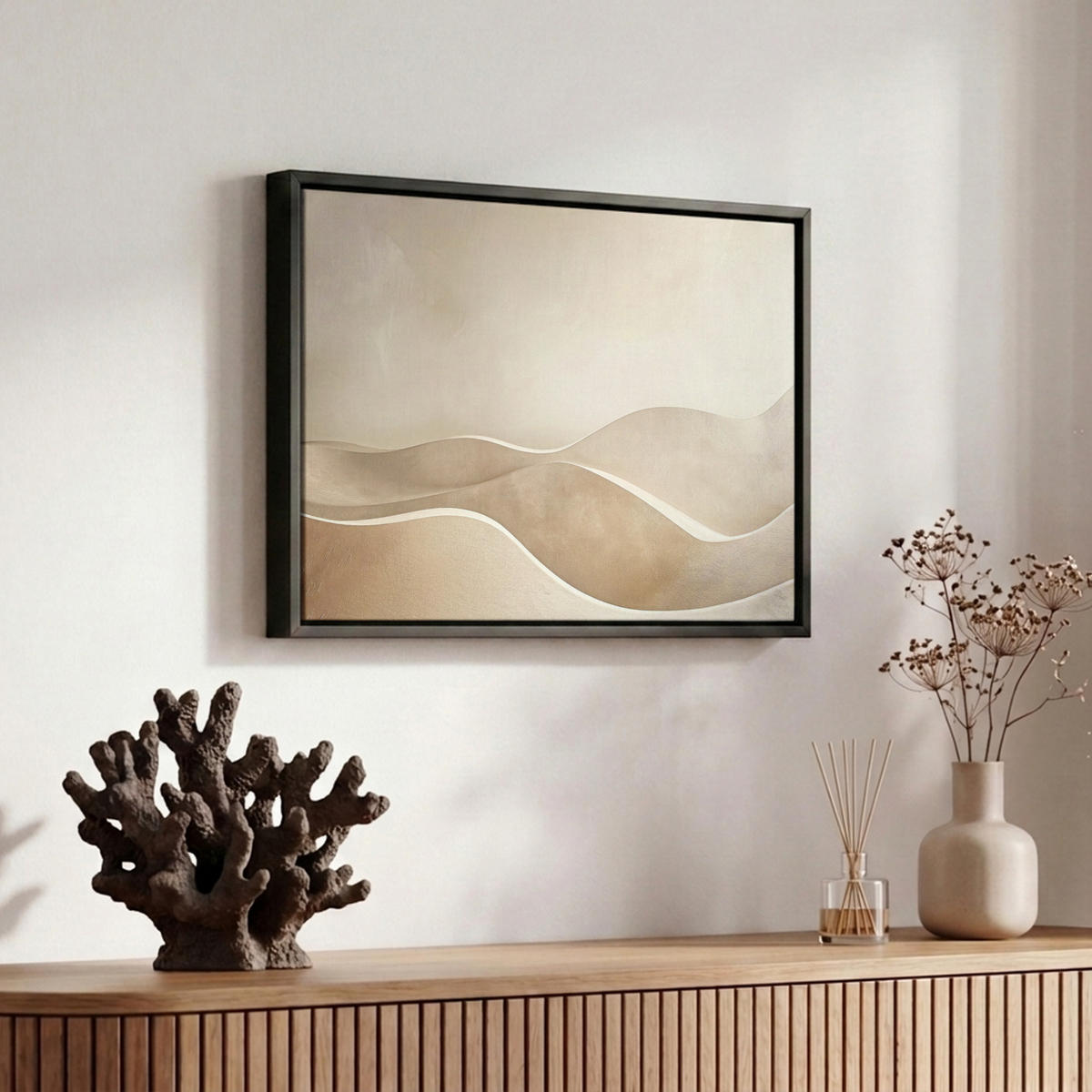 LEINWAND Bilder mit Rahmen - Beige - Natur - Abstrakt - Modern - 30x20 - Beige, Textil (30/20cm) - MuchoWow