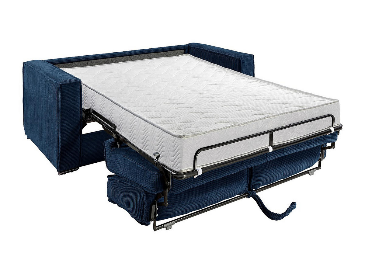 SCHLAFSOFA - 3 Personen - Samt, Stoff - Marineblau - - Dunkelblau, Textil (195/90/223cm) - Vente-Unique