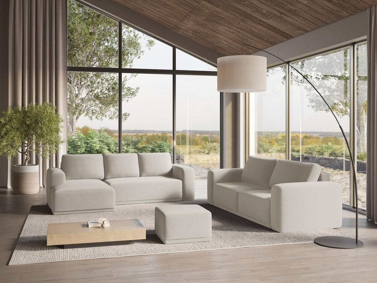 ECKSOFA mit Schlaffunktion Chenille Stoff Grau - Silberfarben/Schwarz, Kunststoff/Textil (160/258cm) - Makamii