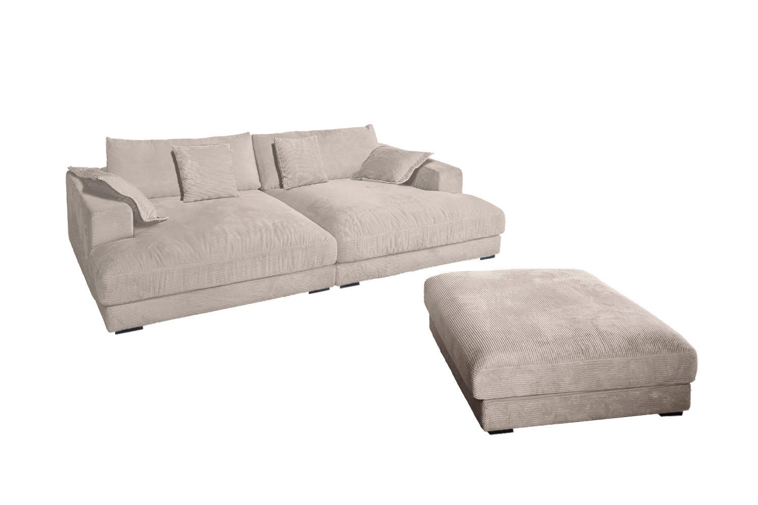 BIG SOFA-SET 6-TLG MADELINE Taupe Cord - Taupe/Schwarz, Kunststoff/Textil (290/85/170cm) - KAWOLA