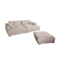 BIG SOFA-SET 6-TLG MADELINE Taupe Cord - Taupe/Schwarz, Kunststoff/Textil (290/85/170cm) - KAWOLA