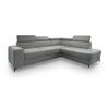 ECKSOFA ALVORO R-S Hellgrau Velours-Stoff mit Schlaffunktion - Hellgrau, Holz (253/190cm) - MASSENO