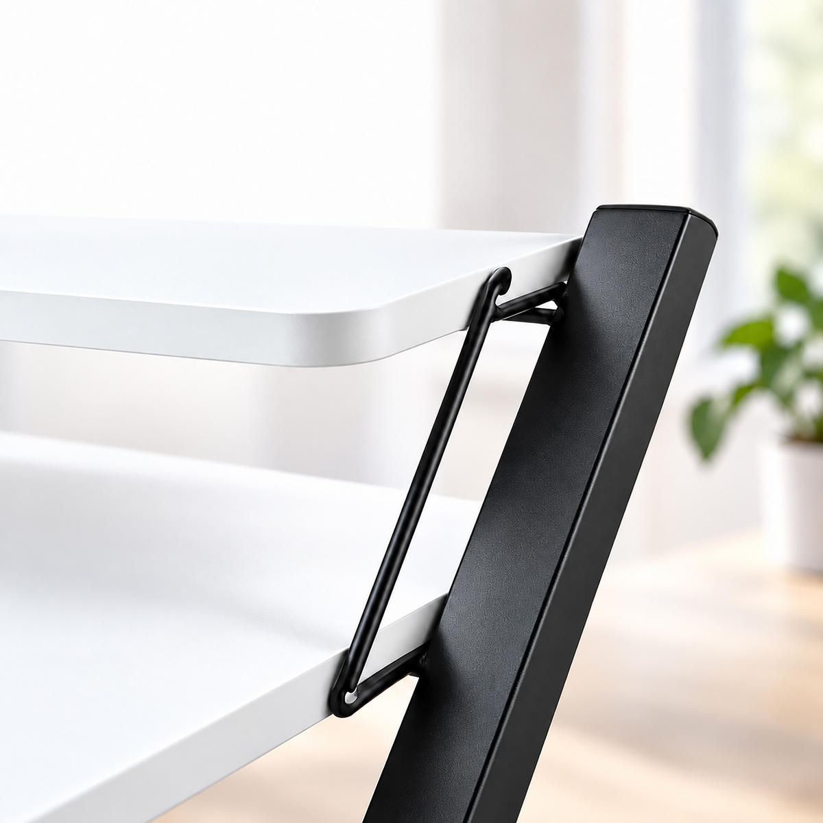 SCHREIBTISCH Schwarz klappbar mit Monitoraufsatz 70x56 cm - Schwarz, Holzwerkstoff/Metall (56/70/82cm) - Relaxdays