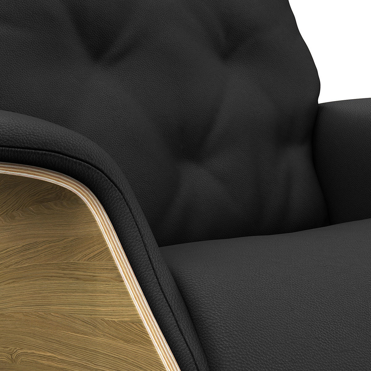 RELAXSESSEL - Echtleder - Schwarz, Leder/Metall (83/110/83cm) - home24