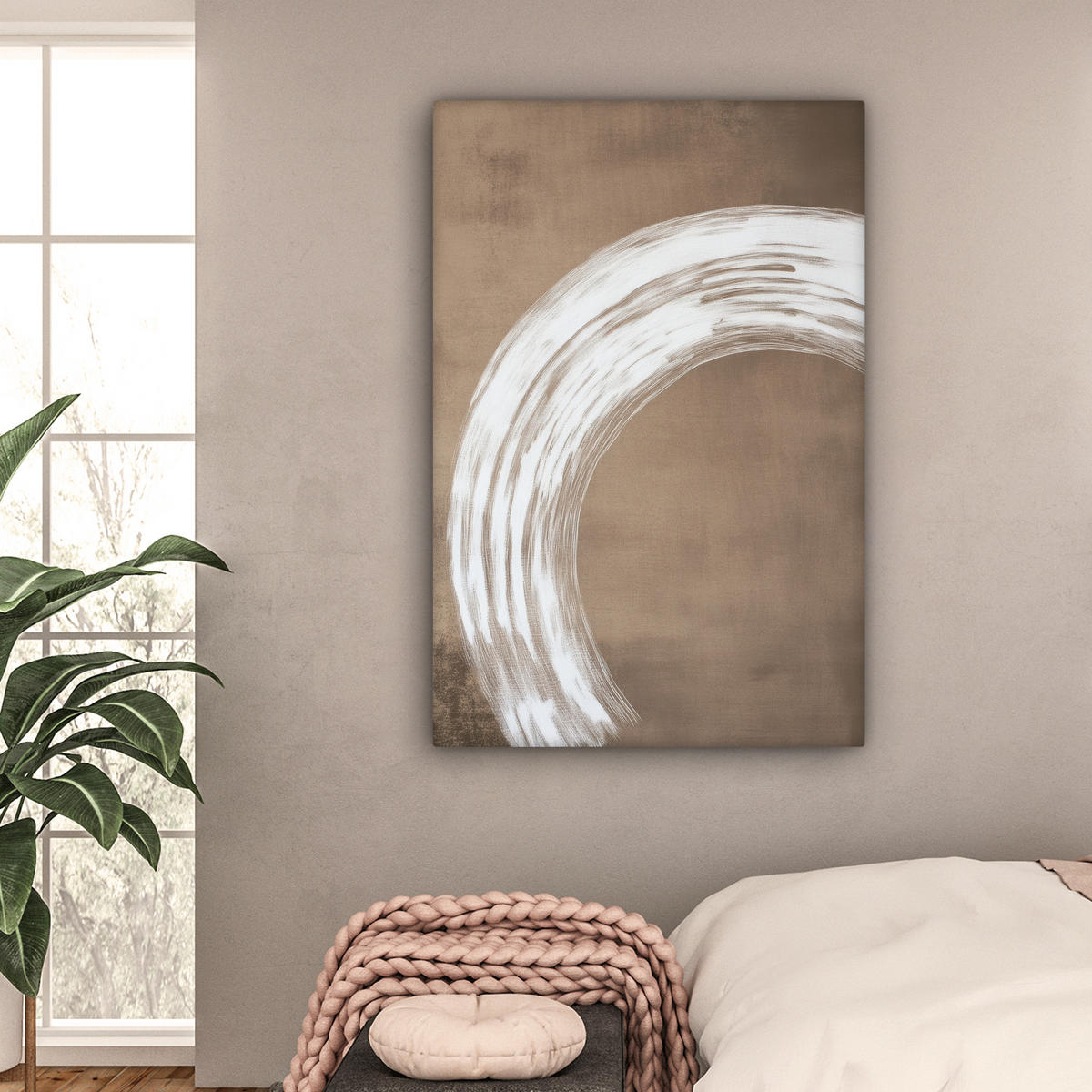 LEINWANDBILD Farbe - Braun - Japandi Deko XXL 80x120 cm - Kupferfarben, Textil (80/120cm) - MuchoWow