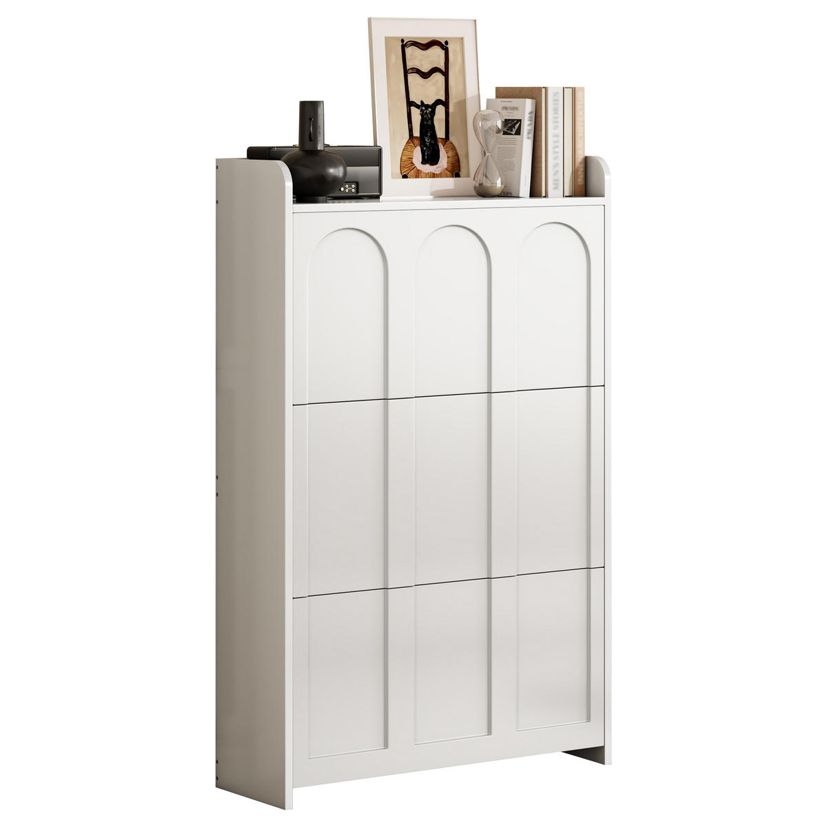 SCHUHSCHRANK aus MDF 70x25x120cm in Weiß mit 6 Fächern - Weiß, Holzwerkstoff (70/102/25cm) - Modfu