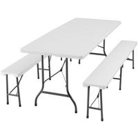 CAMPINGTISCHGARNITUR Panja,mit Tragegriffen,weiß - Weiß, Kunststoff (180/74/72cm) - tectake