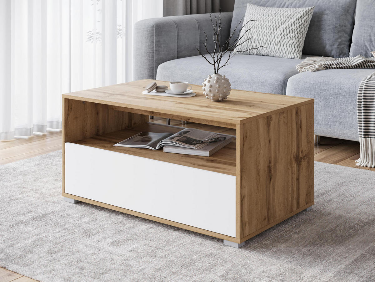 COUCHTISCH Nairobi II S02 - Eiche Wotan/Alufarben, Holzwerkstoff/Kunststoff (55/90/45cm) - MIRJAN24