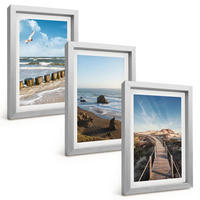 BILDER SET 3er Set - 20x30 cm Silberner Rahmen - Strandwellen, Himmelsbrücke, Spaziergang - Silberfarben, Kunststoff (20/30cm) - TULUP