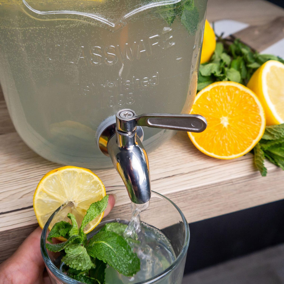 GETRÄNKESPENDER 4 Liter mit Zapfhahn - Transparent, Glas (4L) - Intirilife