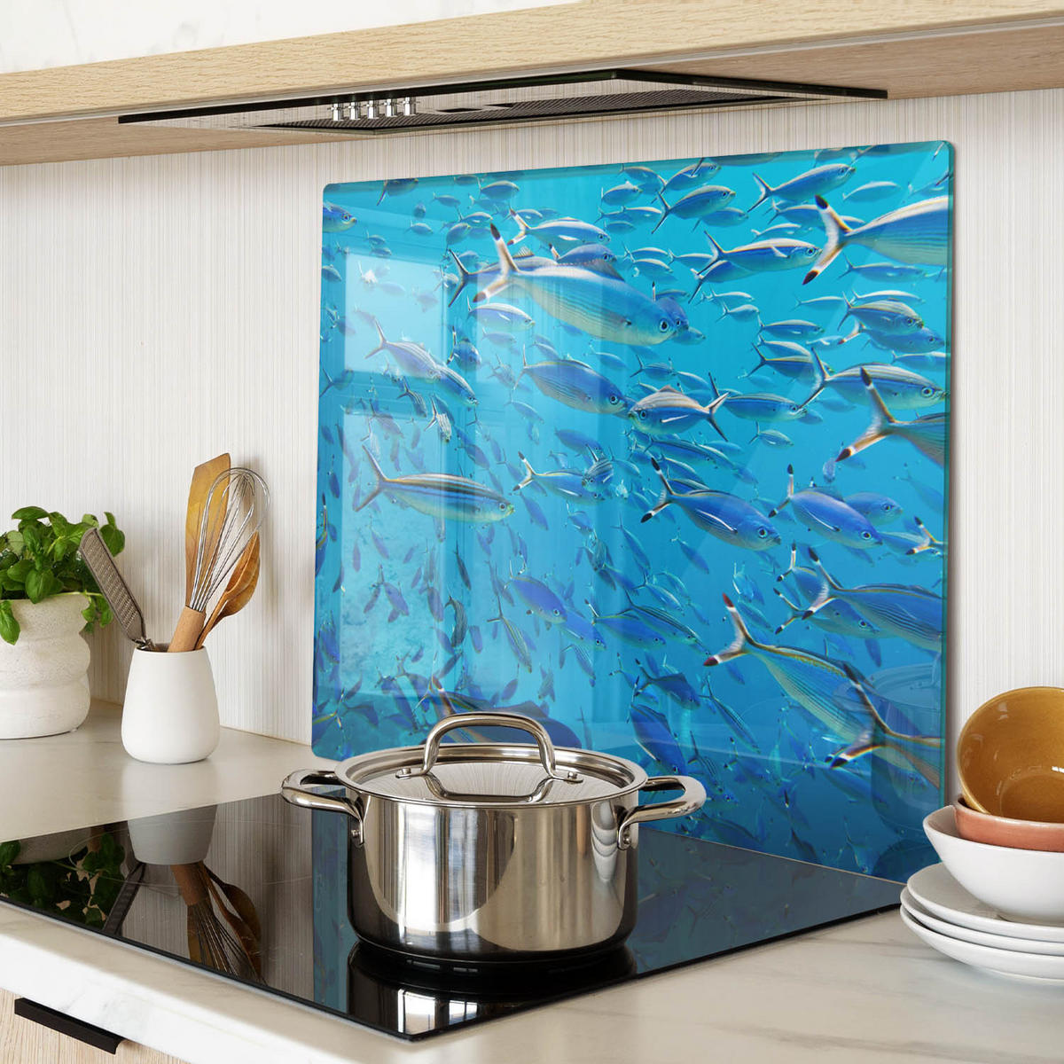 GLASPLATTE 60x52 cm Korallenfische - Blau, Glas (60/52cm) - TULUP