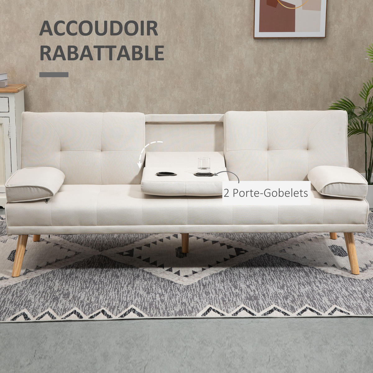 SCHLAFSOFA 3-Sitzer DE-13381 Beige - Beige, Textil (181/78/77cm) - ComfortXL